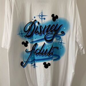 RopeDropThreads Disney Adults White T-Shirt with Blue and Black Design